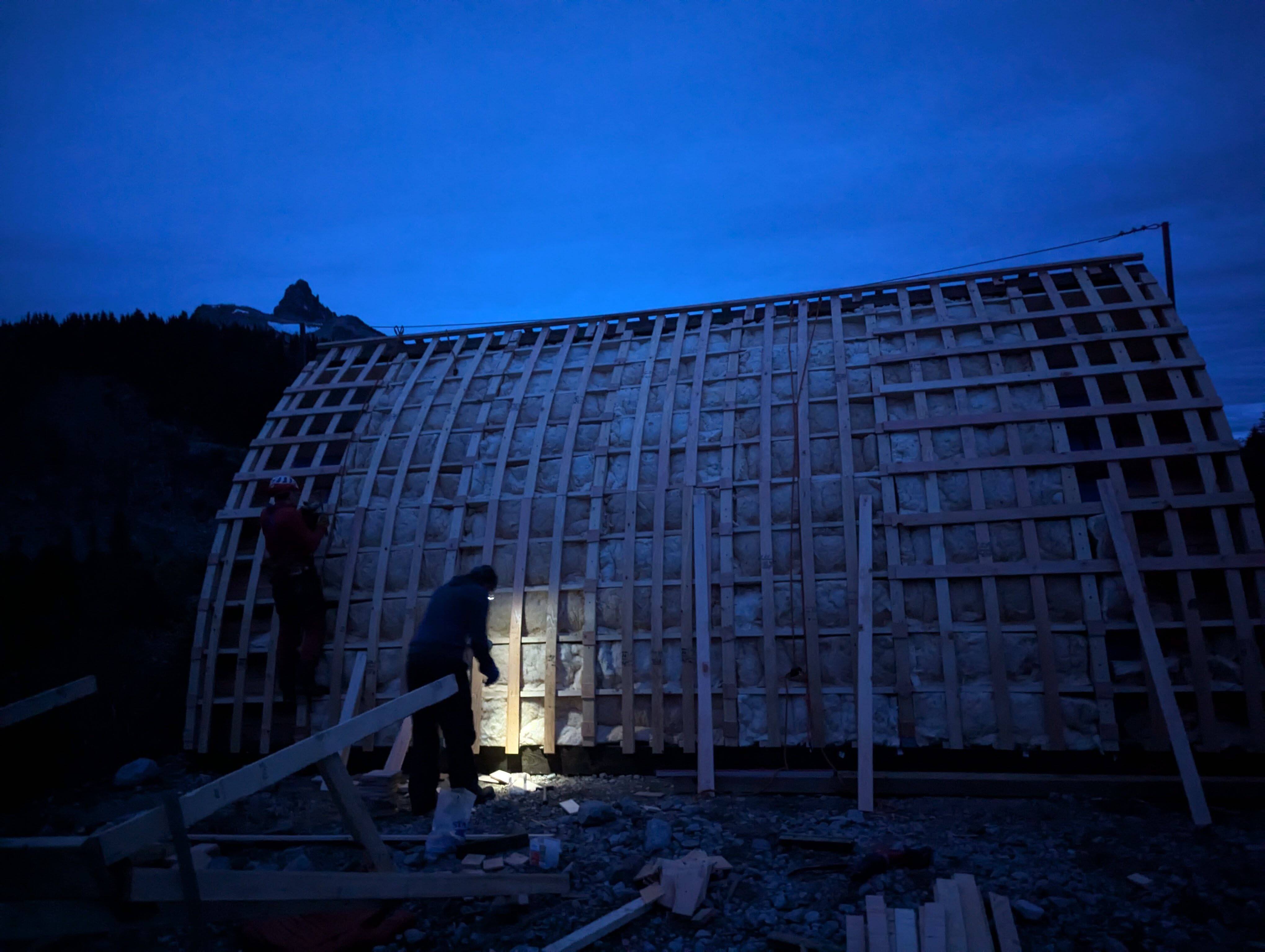 The state of the framing at sundown. PC Jacob Grossbard