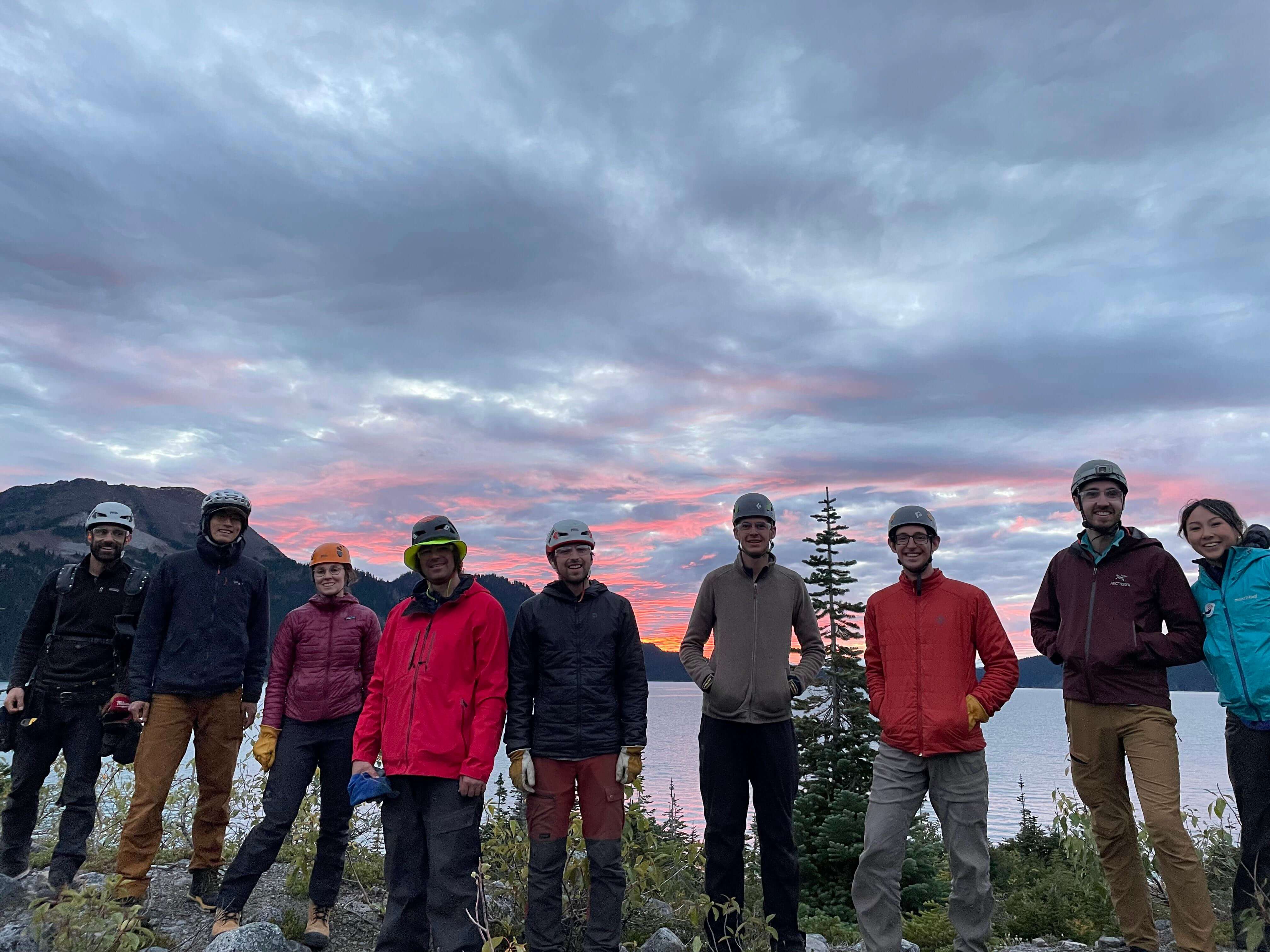 The group takes a photo together around sunset. PC: Katie Sattler