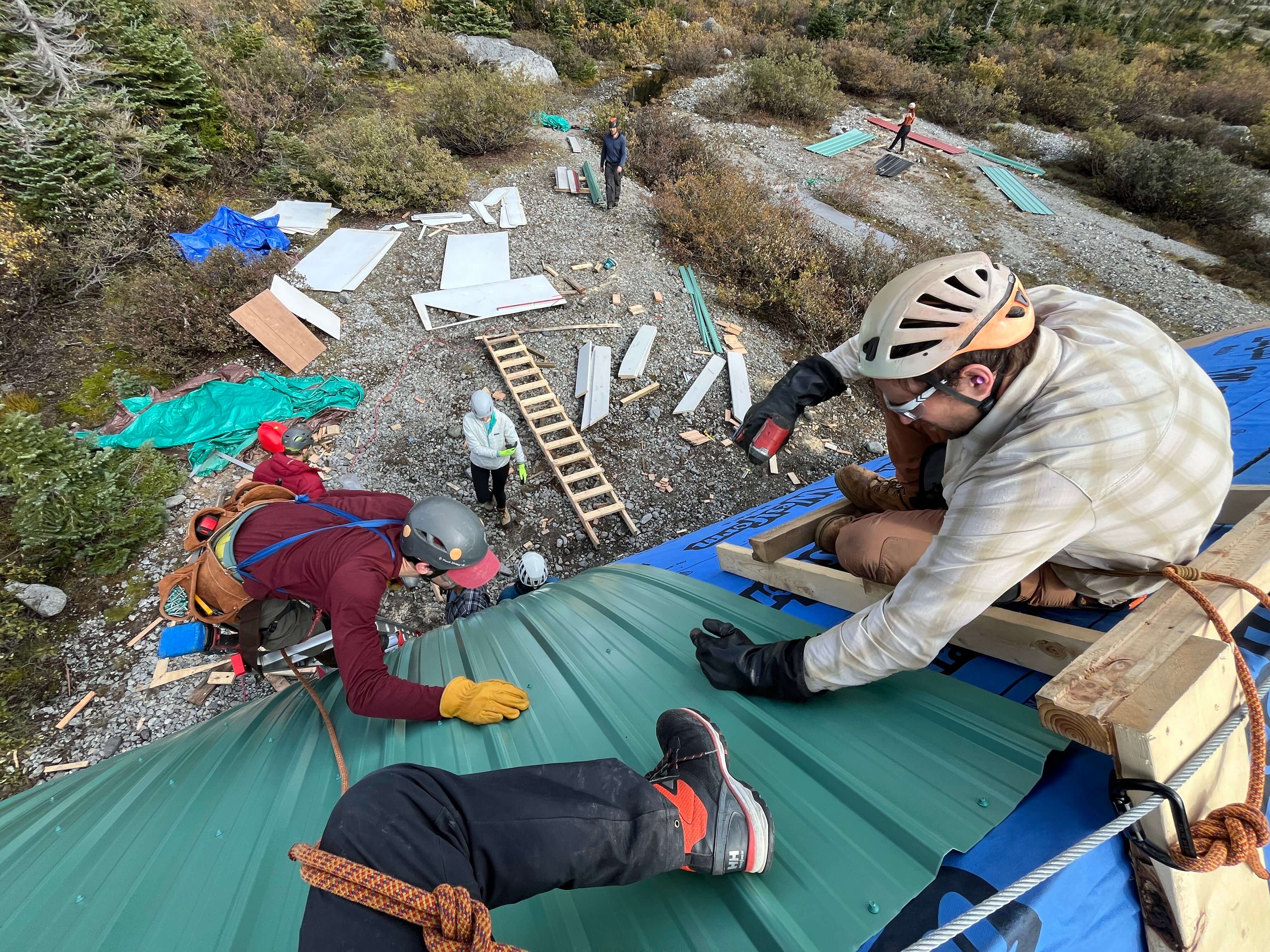 The sheet metal crew working up high. PC: John Sherk